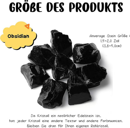 Obsidian Premium Wassersteine Kristalle 4 Stück Heilsteine Naturstein Set