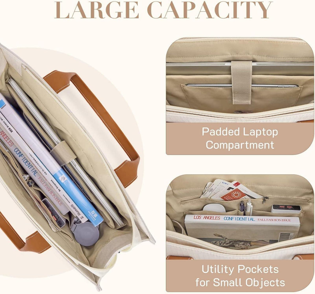 Tragetasche Canvas-Laptoptasche 15,6 Zoll Aktentasche Damen