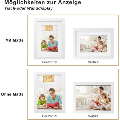 Bilderrahmen 15x20 cm Weiß 6er-Set Holzrahmen Echtglas