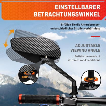Fahrradspiegel E-Bike Rechts HD-Konvexspiegel Extra Groß Sichtfeld