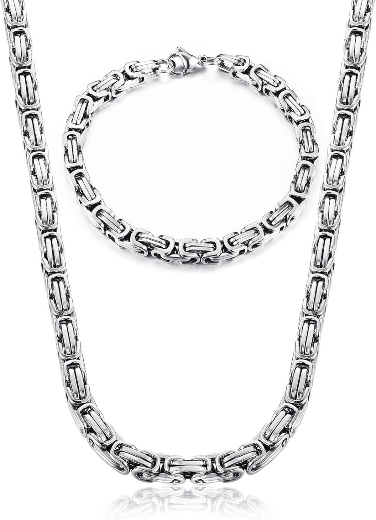 Königskette Halskette und Armband Set Edelstahl 6/8mm