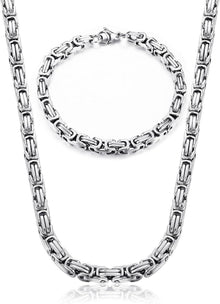 Königskette Halskette und Armband Set Edelstahl 6/8mm