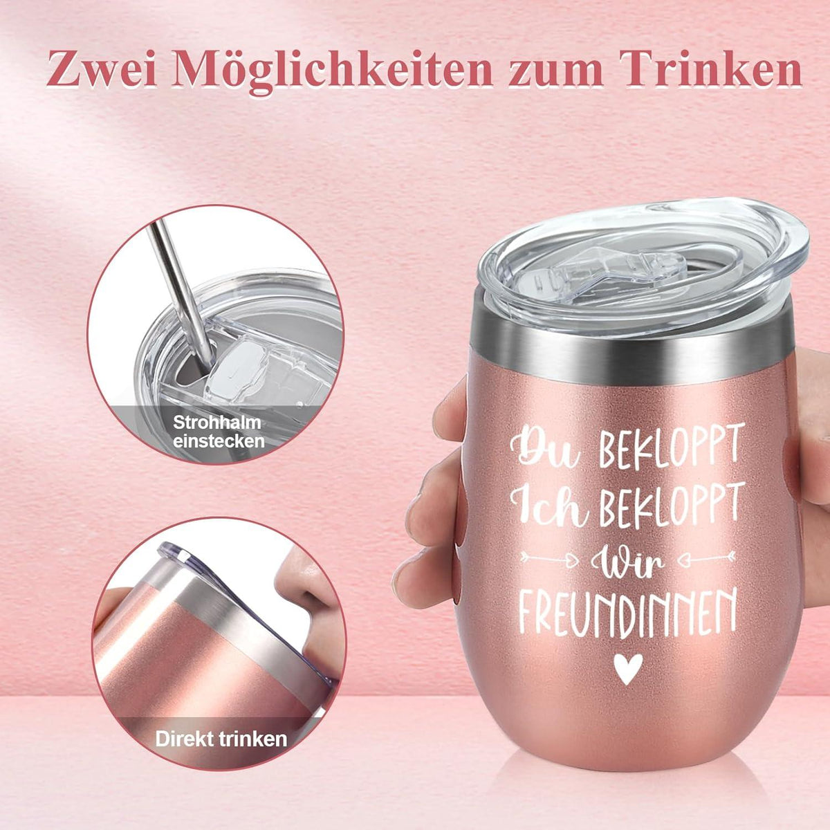 Lustige Geschenke Weihnachten 12oz Edelstahl Kaffeebecher Roségold