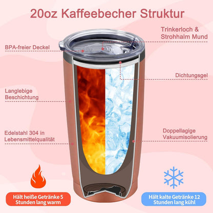 Lustige Tasse Freundin, 600ml Thermobecher Edelstahl to go