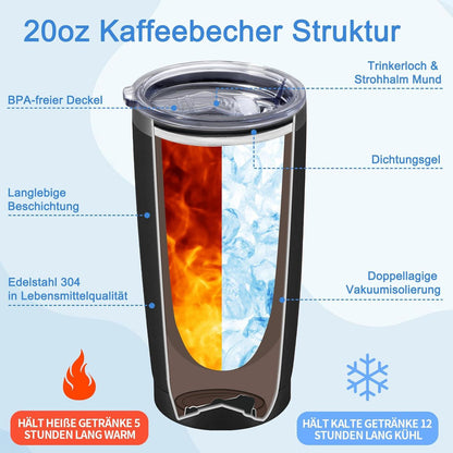 Thermobecher Opa Geschenk Weihnachten 600ml Edelstahl Doppelwandig