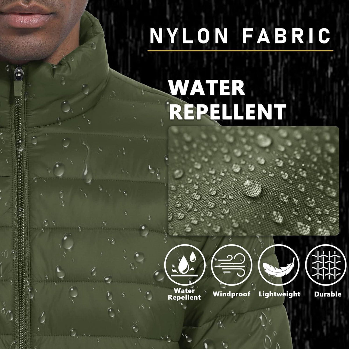 MAGCOMSEN Herren Leichte Steppjacke Winddicht Winterjacke M Armee Grün