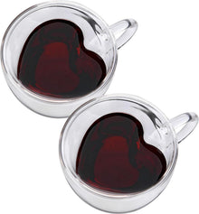 CNGLASS doppelwandige herzförmige Glas-Kaffeebecher 2er Set 250ml