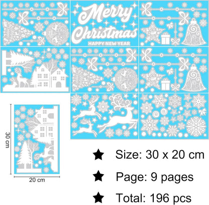 BELSVOR 196 Weihnachtsfensterbilder Rentiere Schneeflocken PVC