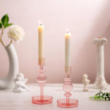 Glas Kerzenhalter Set 2 Hoch Rosa Deko Wohnzimmer Modern