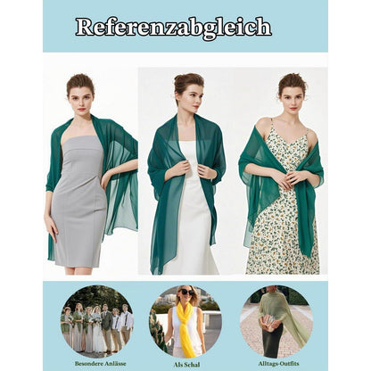 Chiffon Schal Stola Damen Festlich Elegant Smaragdgrün
