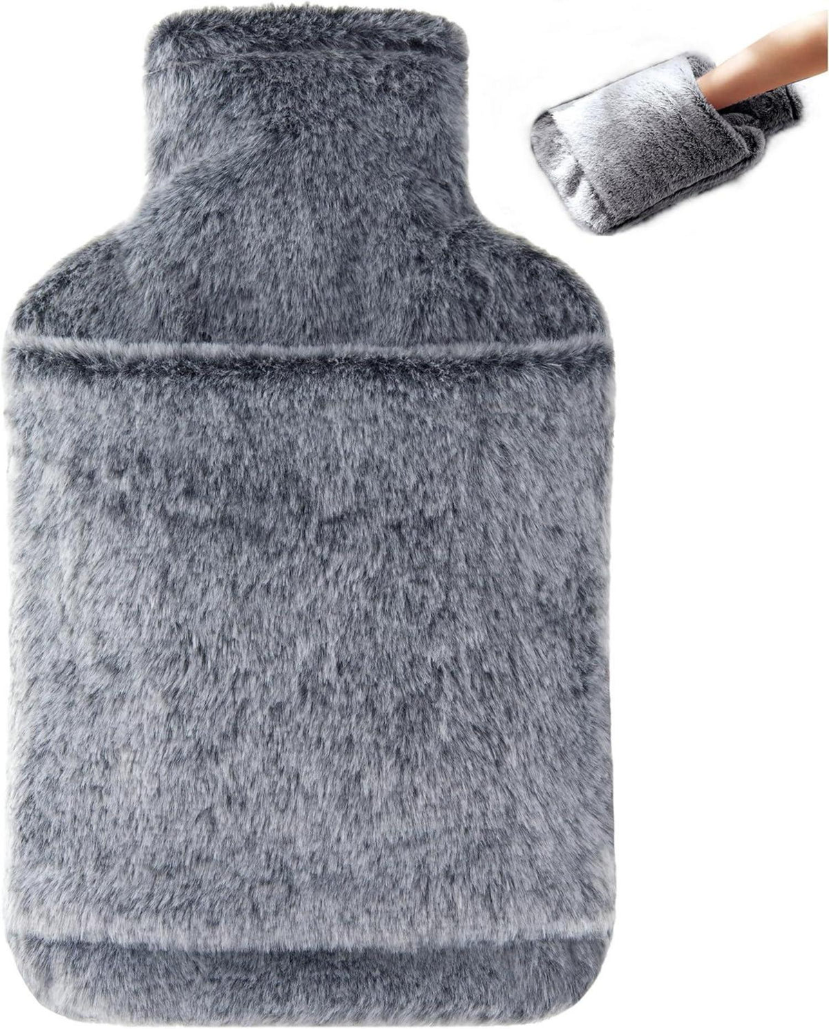 Wärmflasche mit weichem Bezug für kalte Nächte 2L Grau