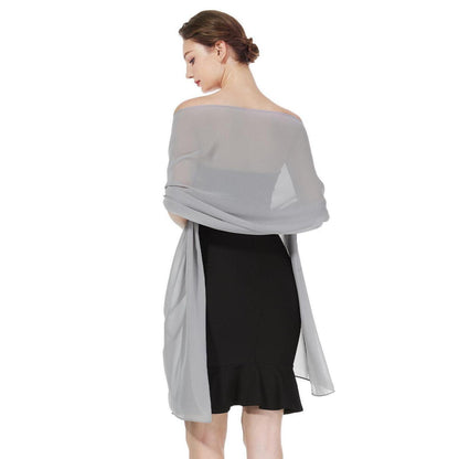 Chiffon Stola Damen Festlich Silbergrau - Elegante Schultertuch