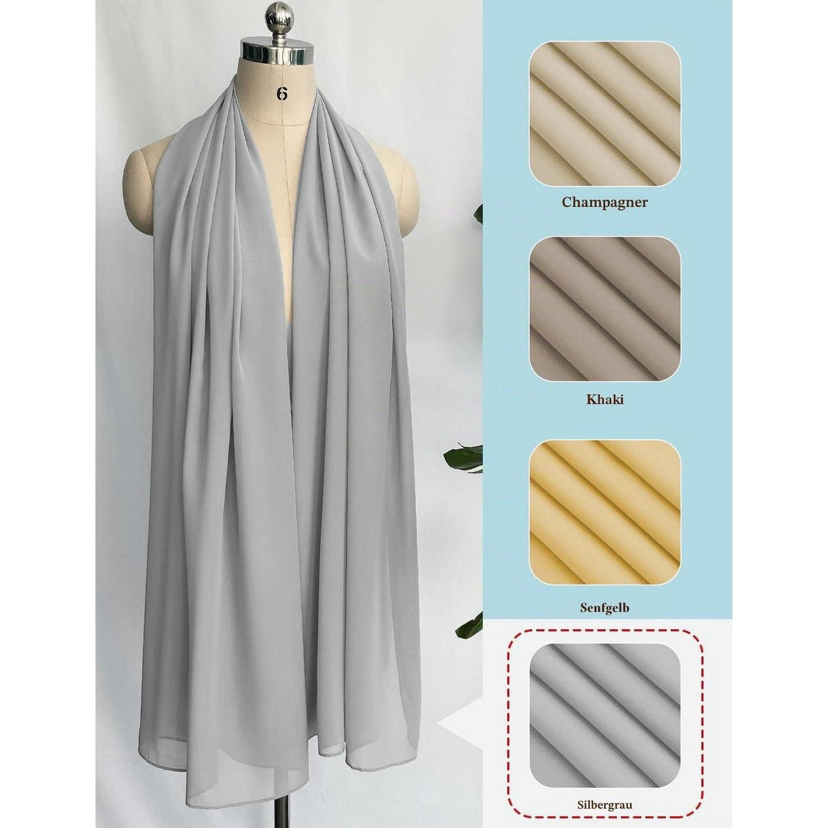 Chiffon Stola Damen Festlich Silbergrau - Elegante Schultertuch