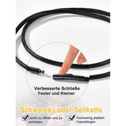 Geflochtene Wachskette mit Edelstahlverschluss 3mm 41cm Schwarz