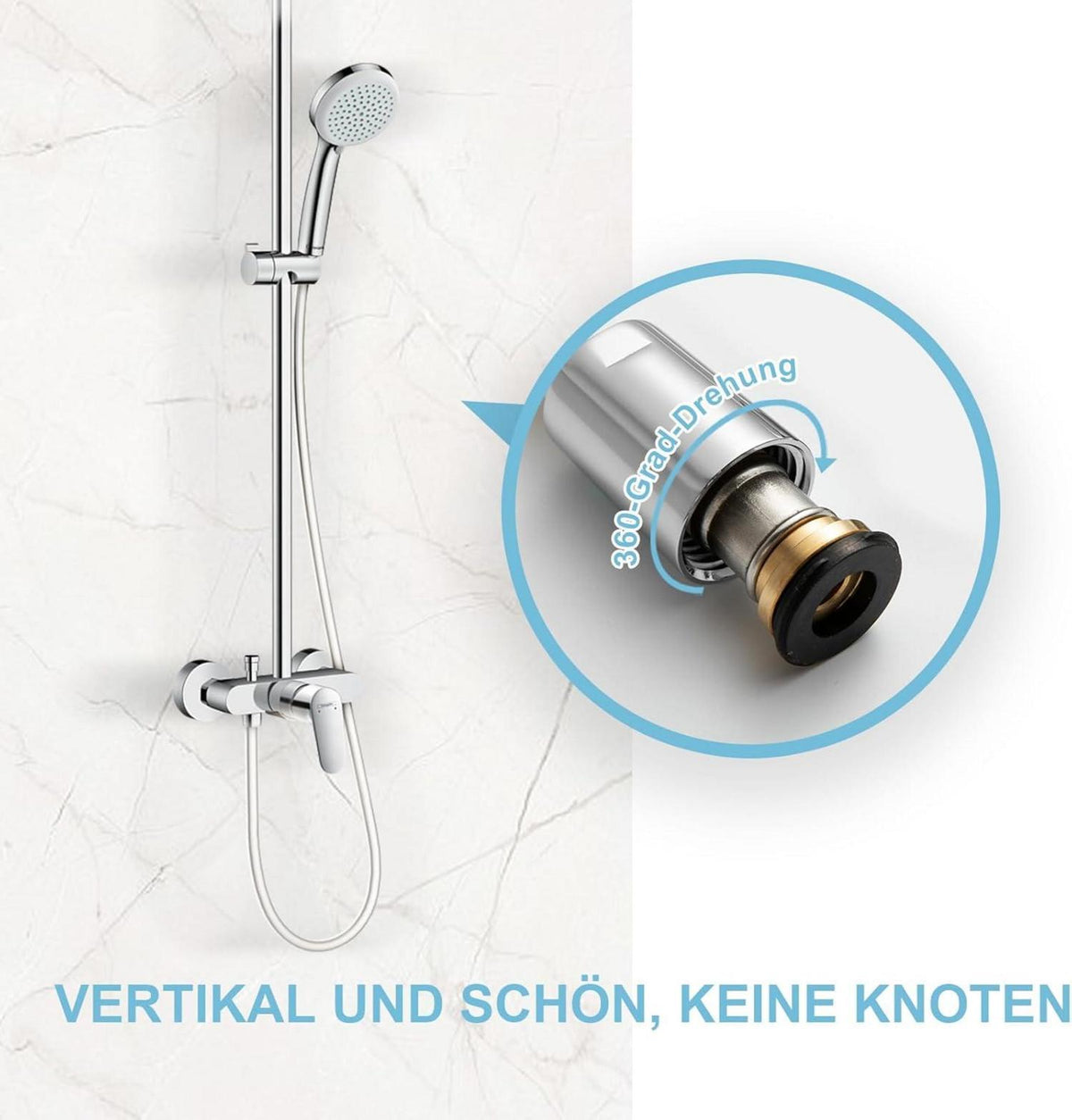 Hochwertiger PVC Brauseschlauch 1,5m, Mattweiß - Universal