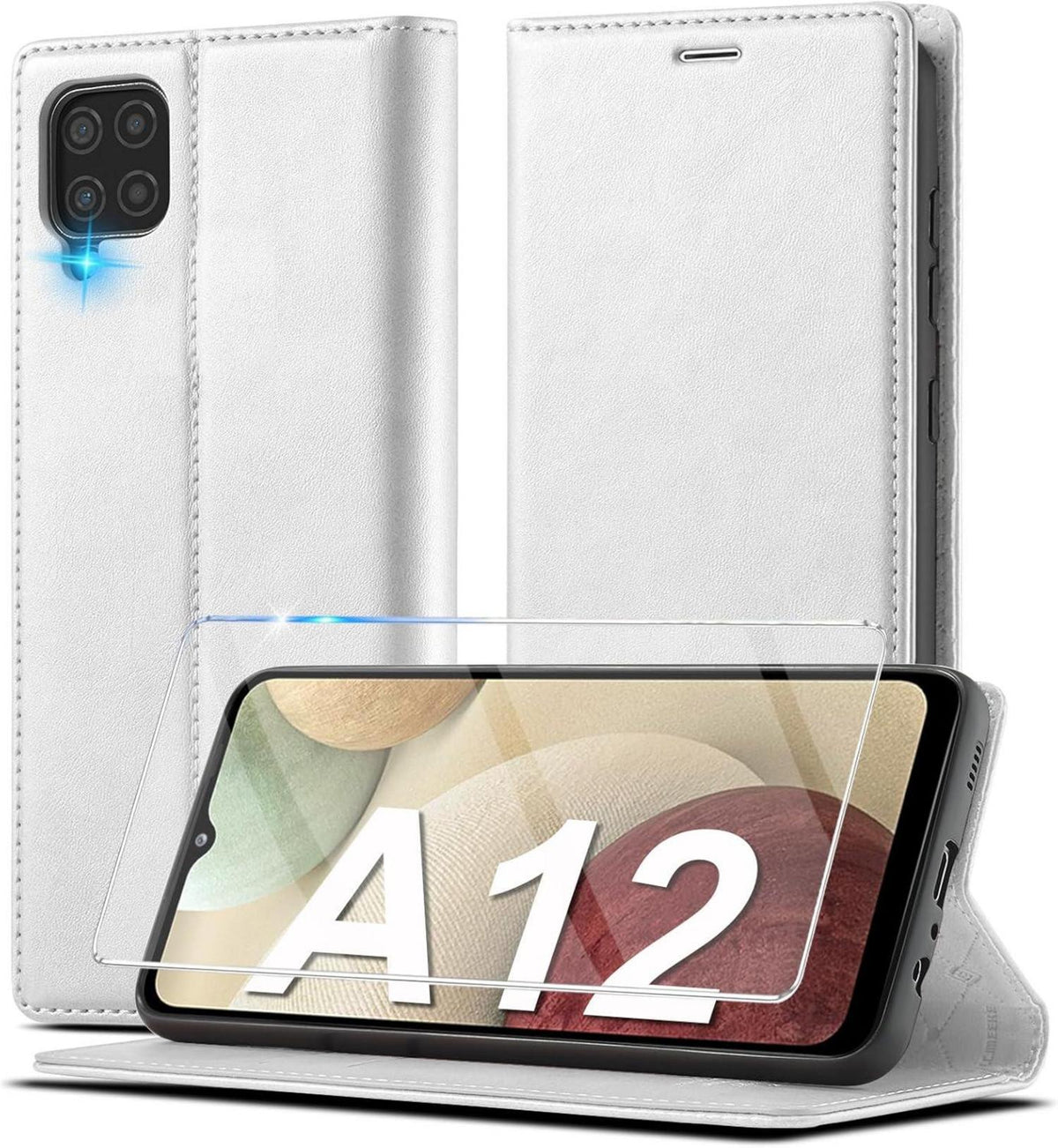 Handyhülle Samsung Galaxy A12 M12 Leder Schutzhülle Klappbar Stoßfest