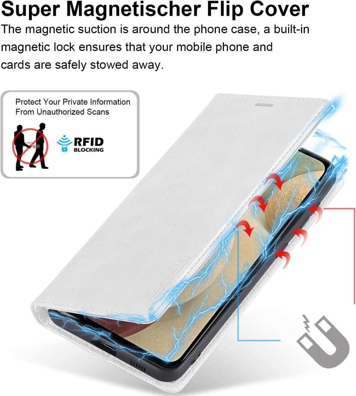 Handyhülle Samsung Galaxy A12 M12 Leder Klappbar Flip Wallet Case