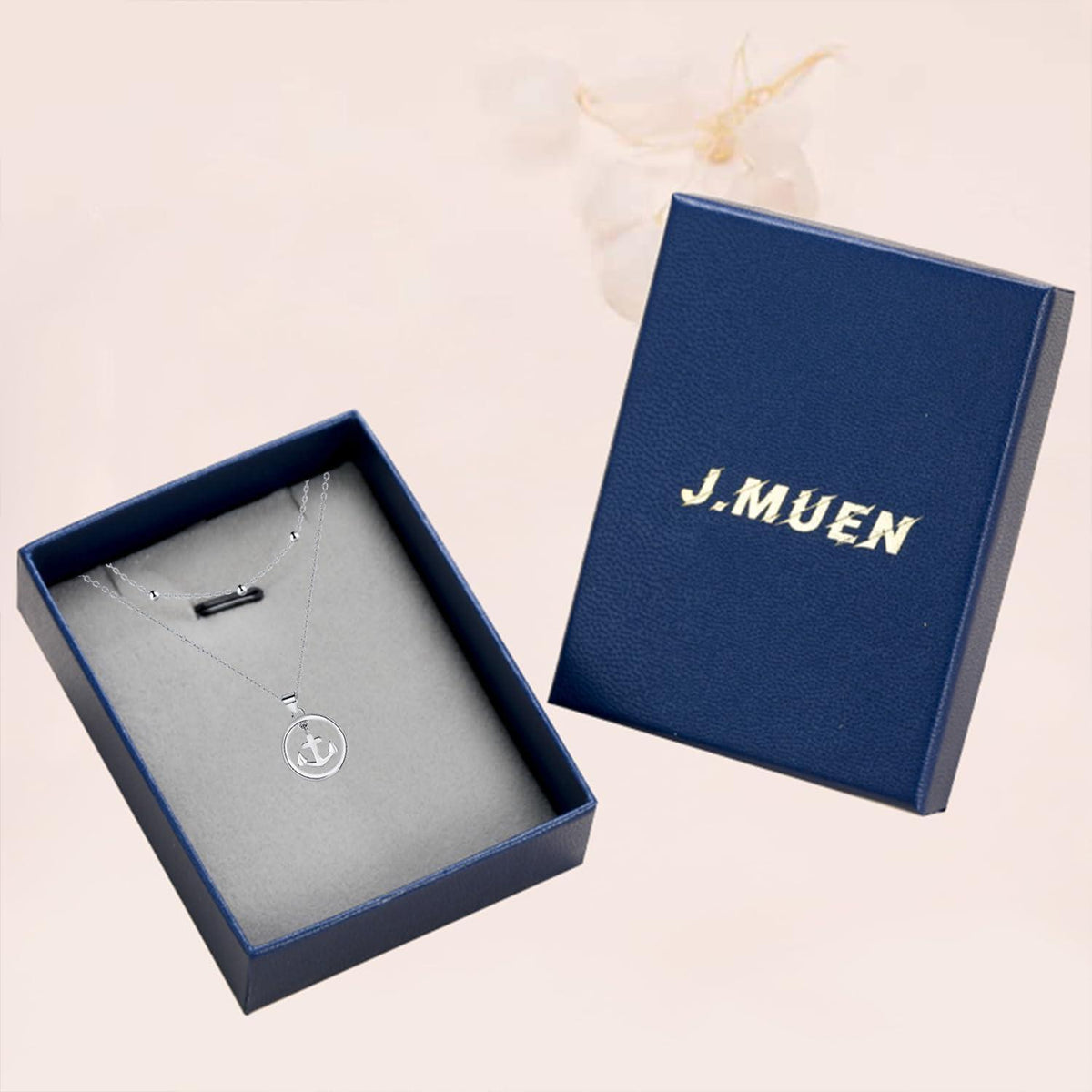 J.MUEN Damen Halskette 925 Silber Anker Anhänger Weihnachten Muttertag