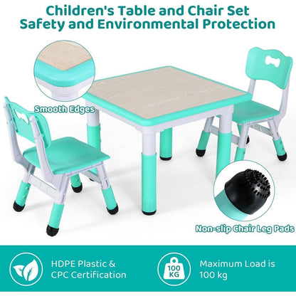 Höhenverstellbares Kindertisch-Stuhl-Set Minzgrün