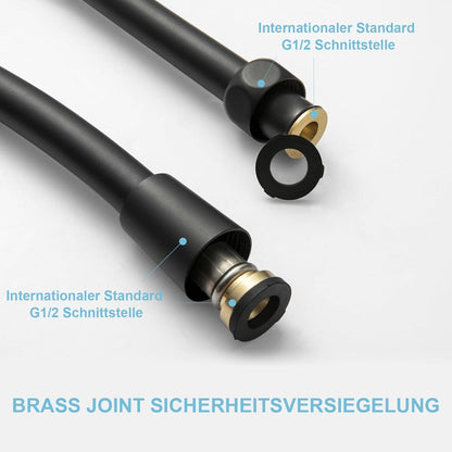 Duschschlauch PVC 1,2m Hochdruck für Badarmaturen Mattschwarz