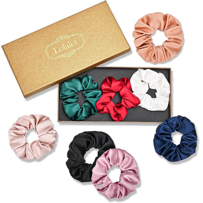Lolalet Seide Scrunchies Haargummis für Damen 8 Stück 8