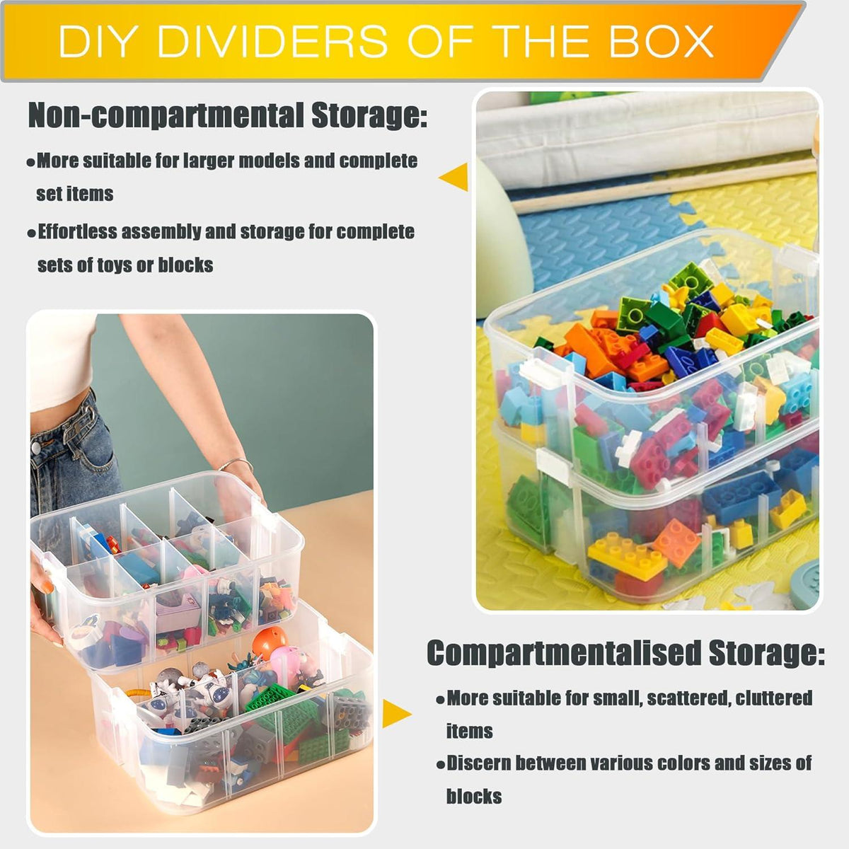 Lego Aufbewahrungsbox für Kinder - Groß, Stapelbar, Transparent