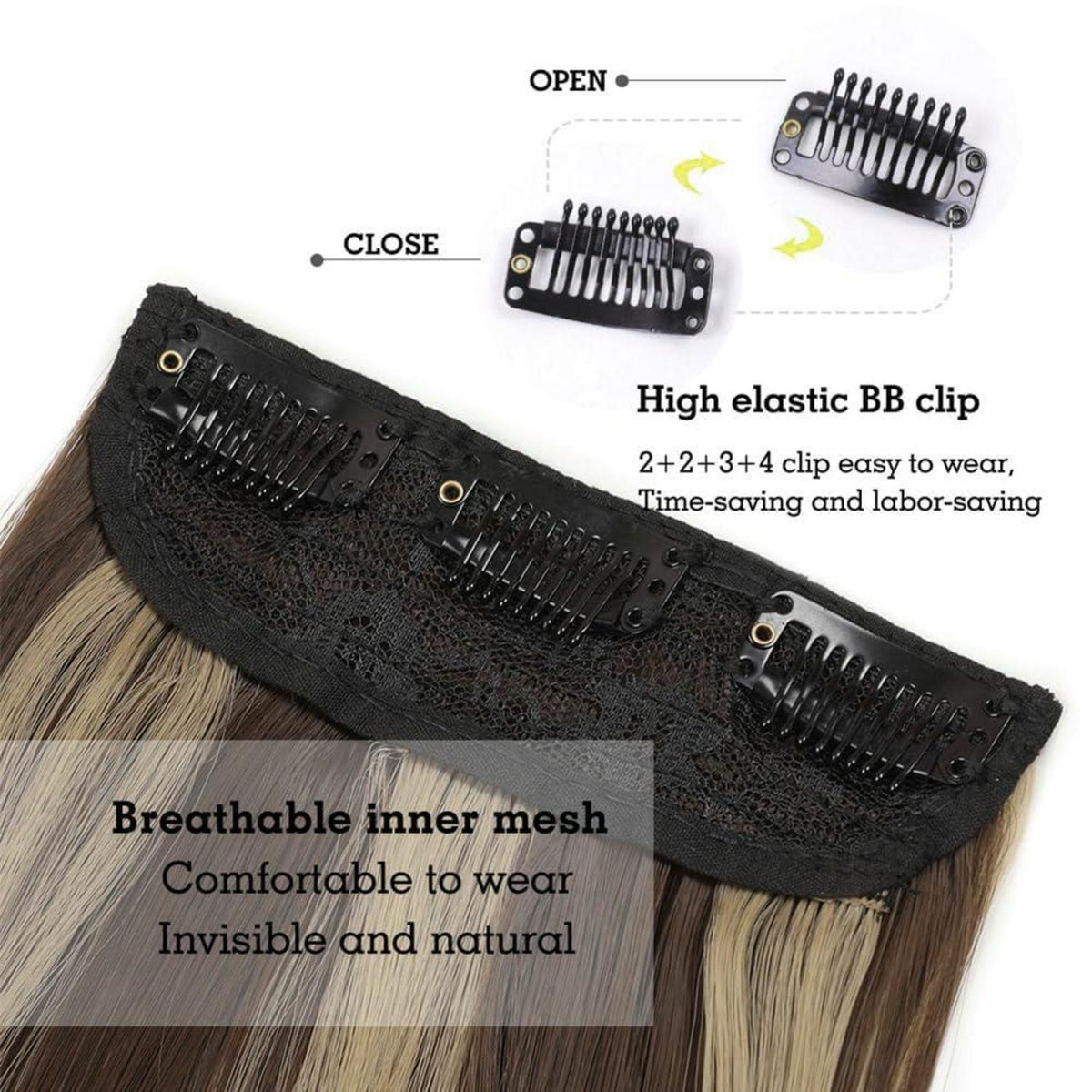 Welliges Clip-in Haarverlängerung 20 Zoll – Echthaar-Optik