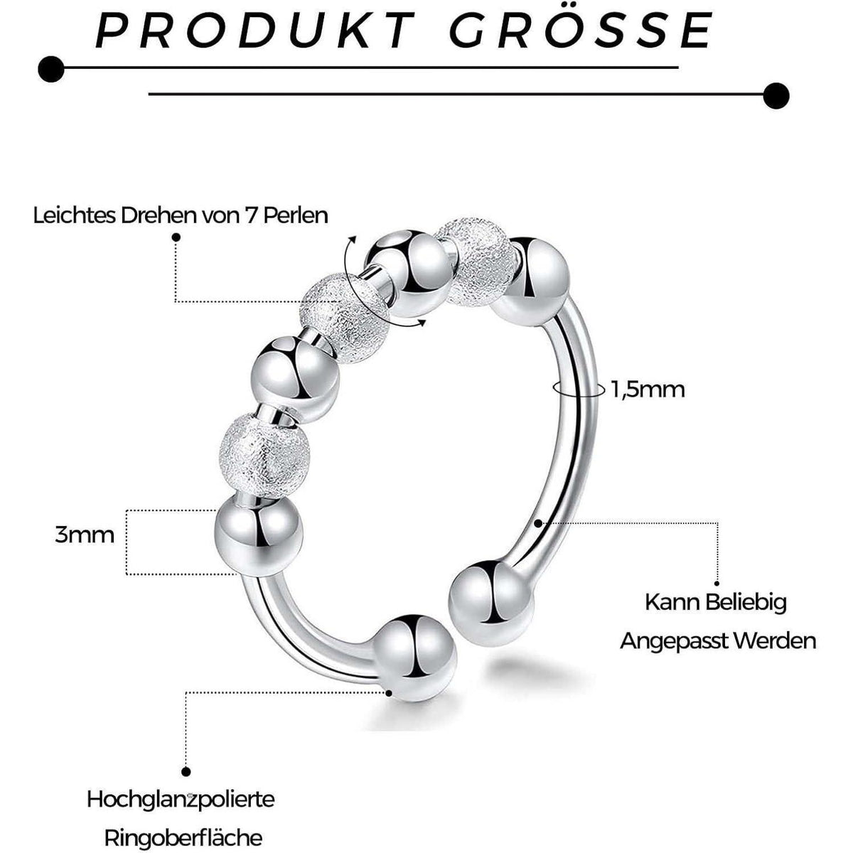 Verstellbarer Anti-Stress Ring Set für Damen – Angst & Spinner Ring
