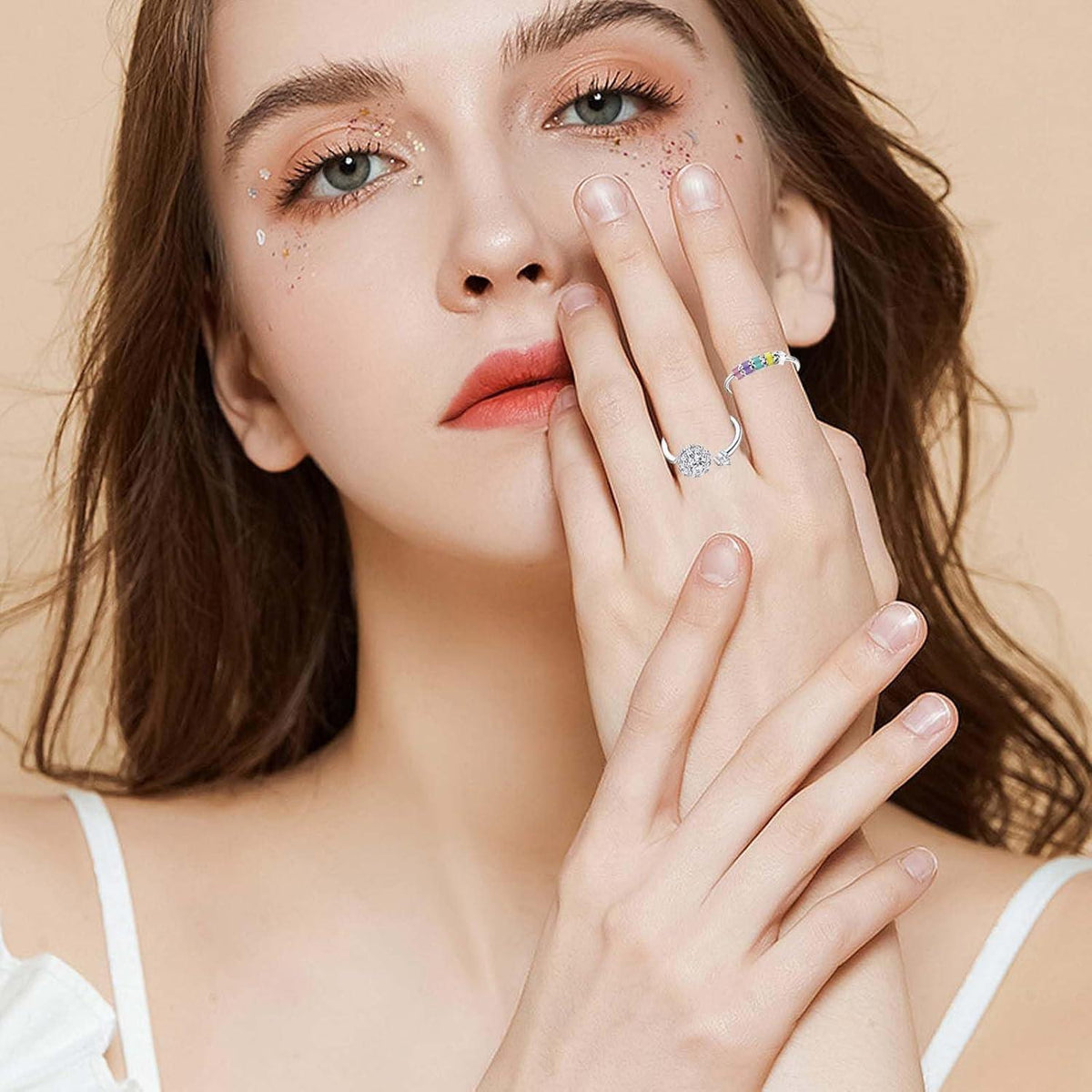 Verstellbarer Anti-Stress Ring Set für Damen – Angst & Spinner Ring