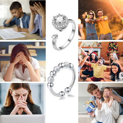 Verstellbarer Anti-Stress Ring Set für Damen – Angst & Spinner Ring