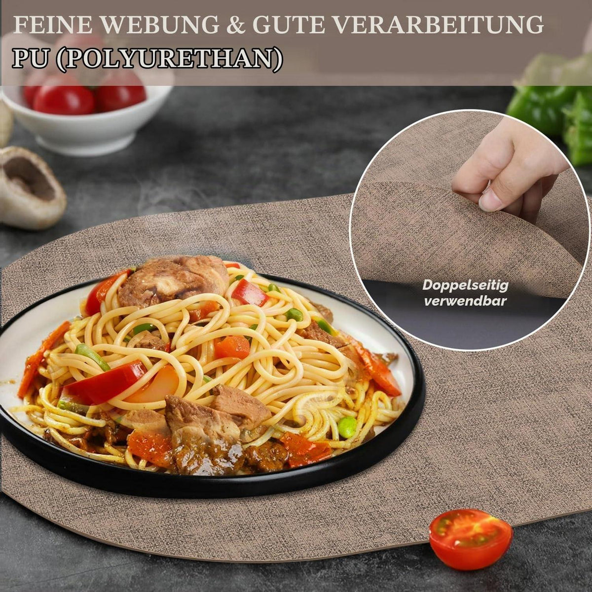 Platzsets Oval Braun 4er Set – Abwaschbar & Hitzebeständig
