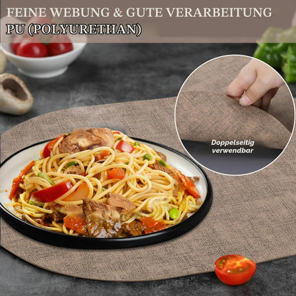 Platzsets Oval Braun 4er Set – Abwaschbar & Hitzebeständig