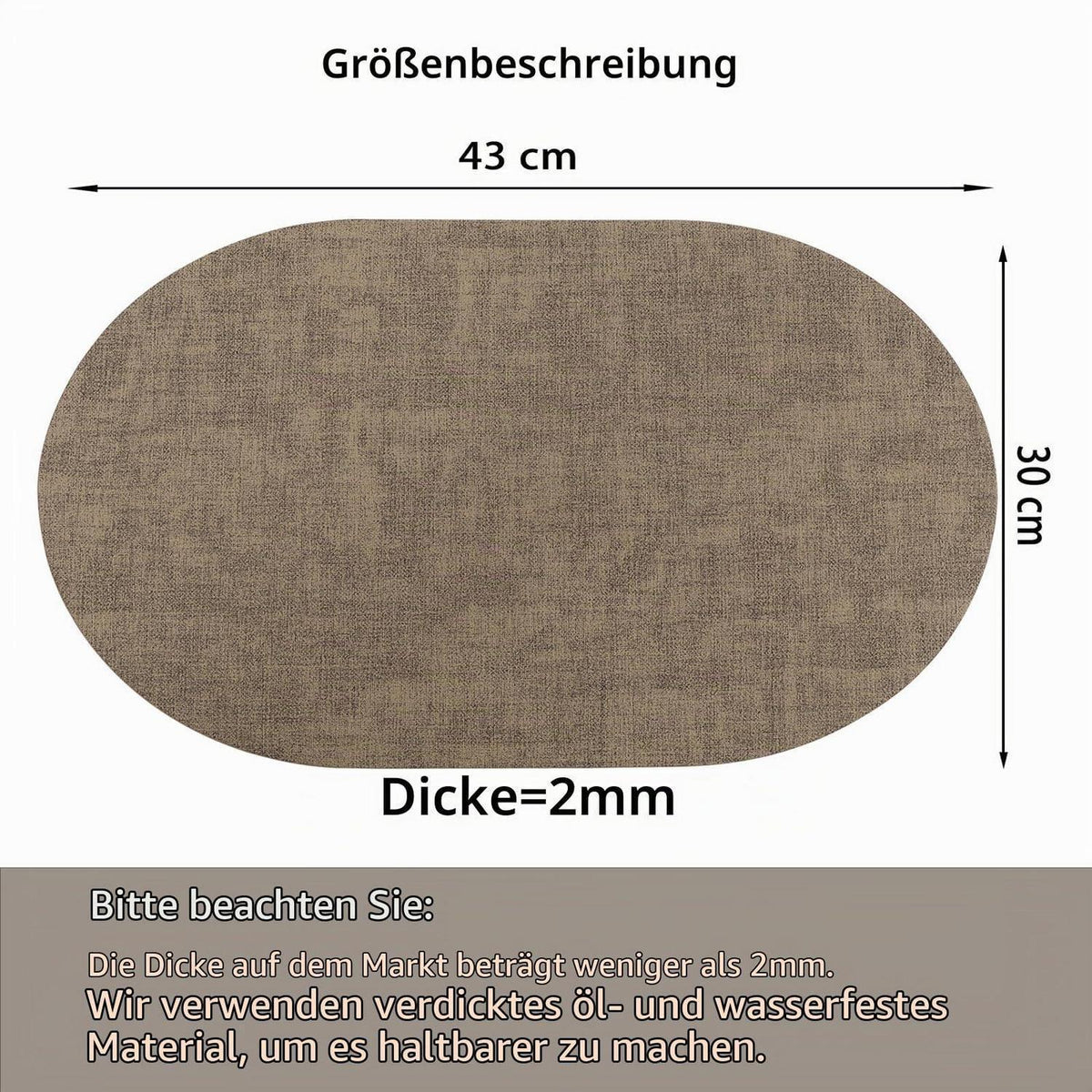 Platzsets Oval Braun 4er Set – Abwaschbar & Hitzebeständig
