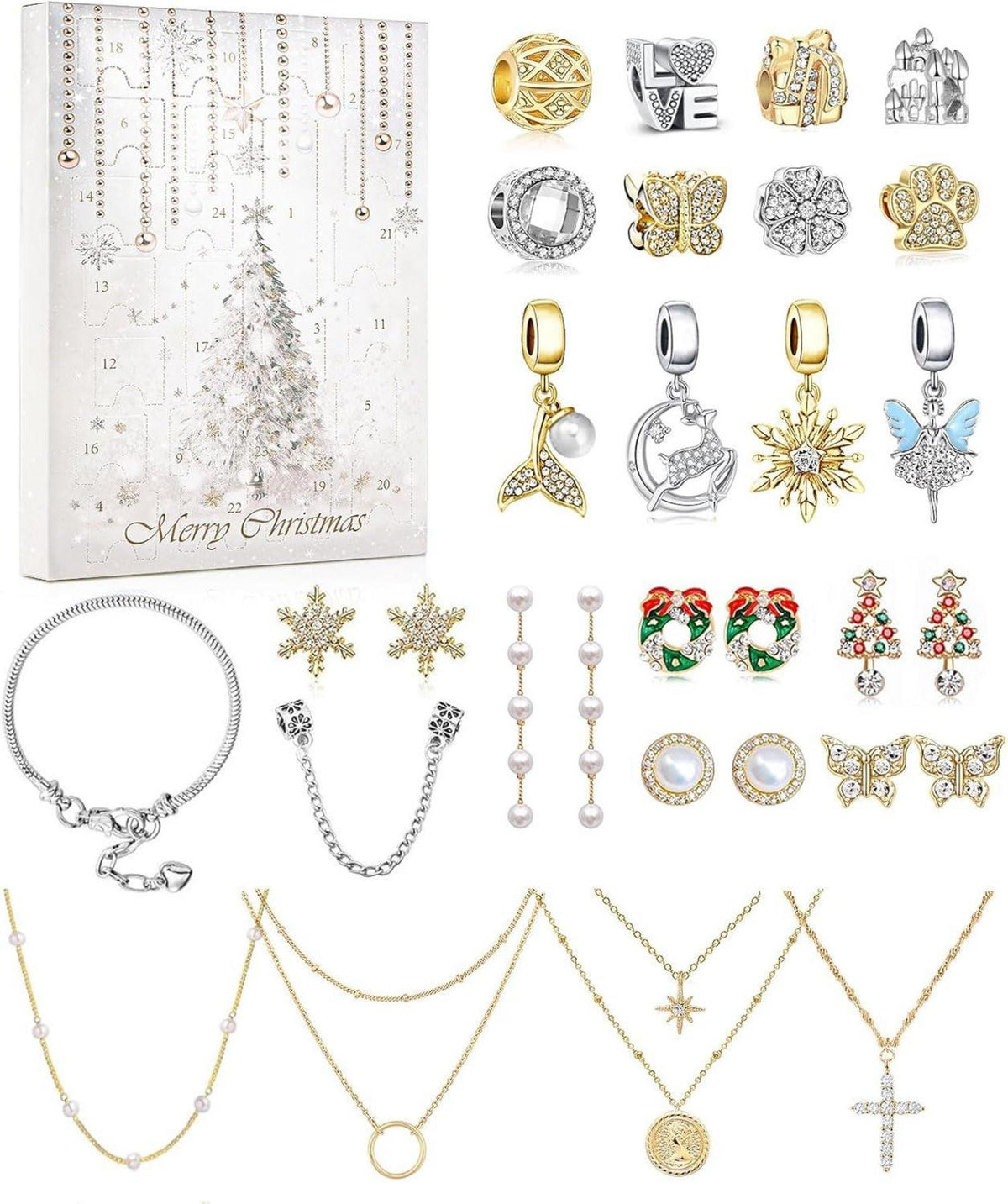 Schmuck Adventskalender 2024 für Damen Mädchen mit 24 Überraschungen