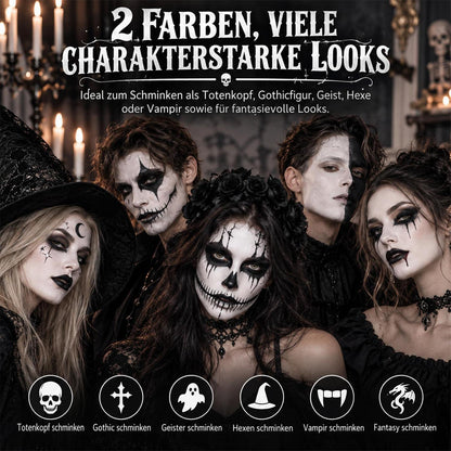 Halloween Schminke Set Schwarz Weiß für Gesicht und Körper