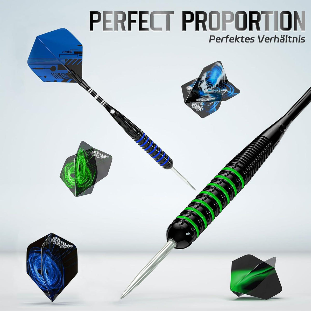 CyeeLife Dartpfeile Metallspitze 22g Profi Steeldarts Aluminium Schaft Flights O-Rings 24 Stück