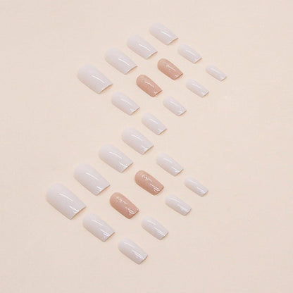 24 Stück Eckige Kurze Press on Nails Weiß Glitzer Ballerina Acryl Nägel