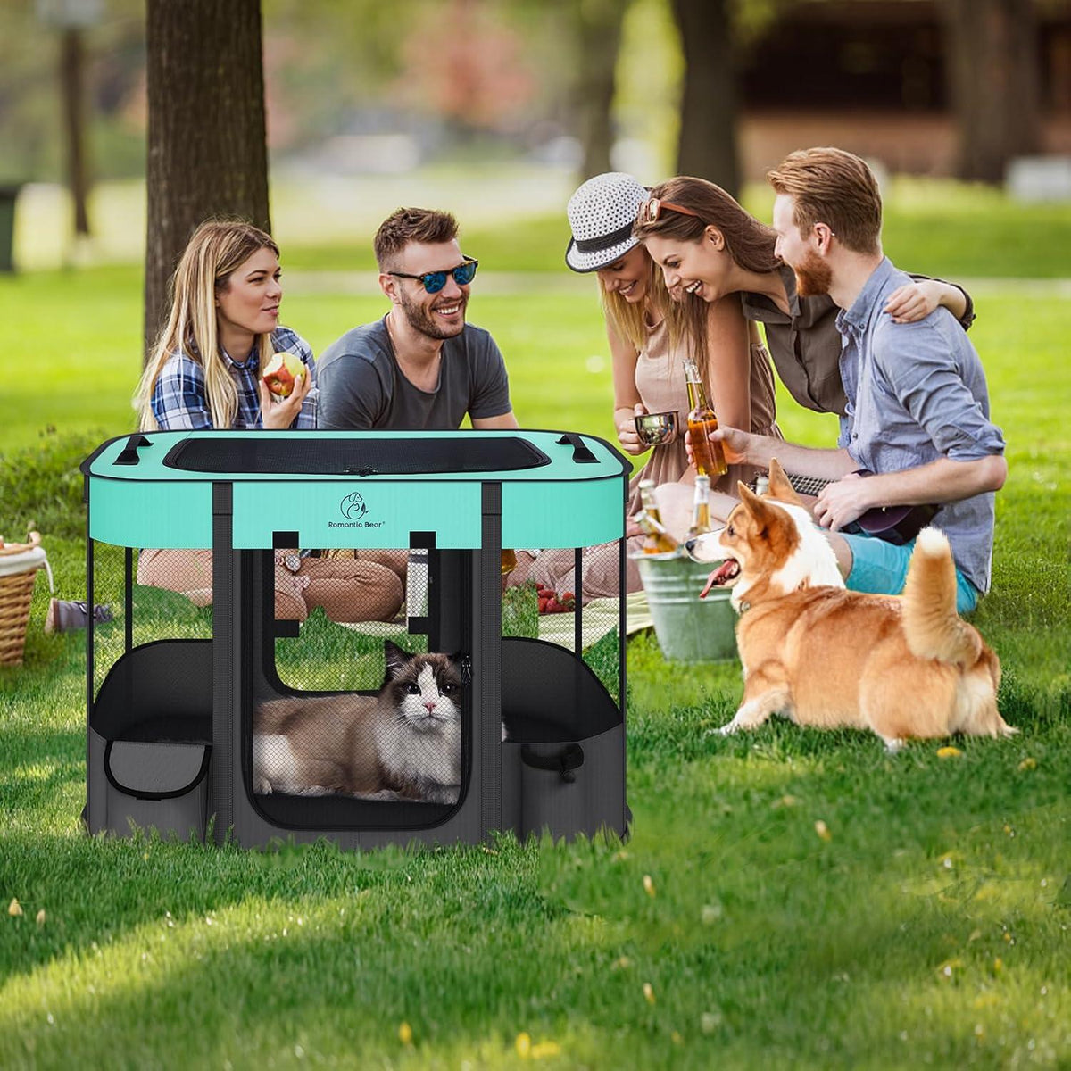 Welpenauslauf Hundebox Faltbar Wasserdicht Tierlaufstall Transportbox