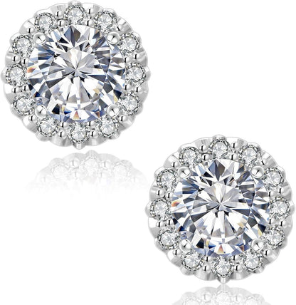Moissanite Halo Ohrringe 925 Silber Blume Damen VVS1 D 1,0/2,0 Karat