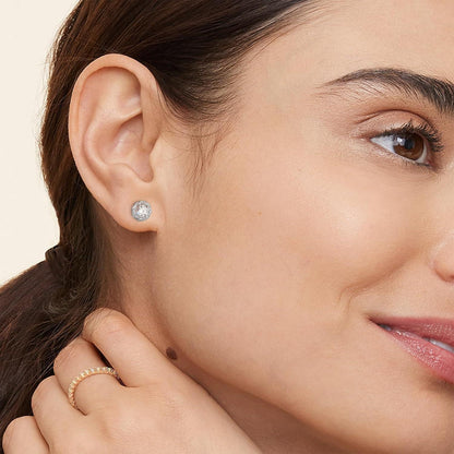 Moissanite Damen Ohrringe 925 Silber Blume Halo 1,0/2,0