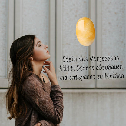 Große Gelbe Jade Ovaler Kristall Sorgenstein zur Angstlinderung