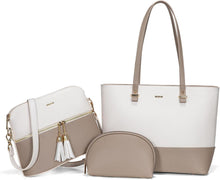 Damen 3-teilige Handtasche Set Synthetisches Leder groß Organisiert