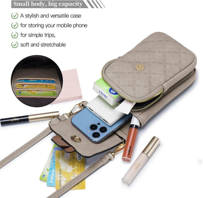 Handytasche Umhängetasche RFID Leder große Kapazität grau