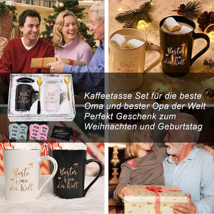 Kaffeetasse Geschenkset Opa Oma – Personalisiert & mit Socke