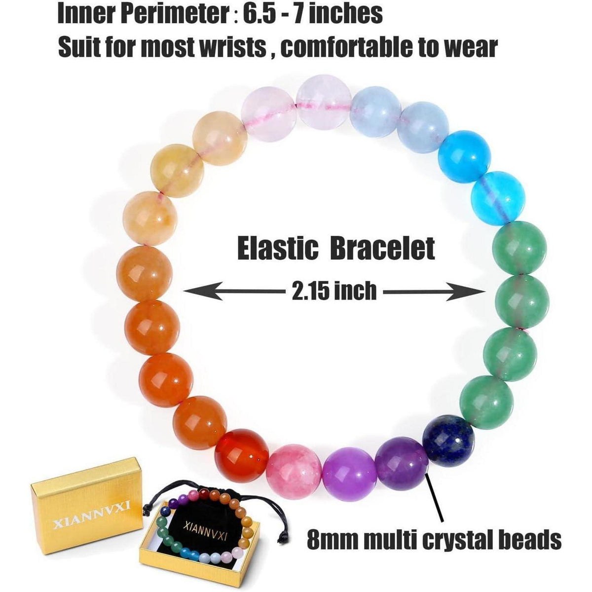 Kristall Armband Naturstein Chakra Schmucksteine Damen Herren 8mm Perlen Elastisch