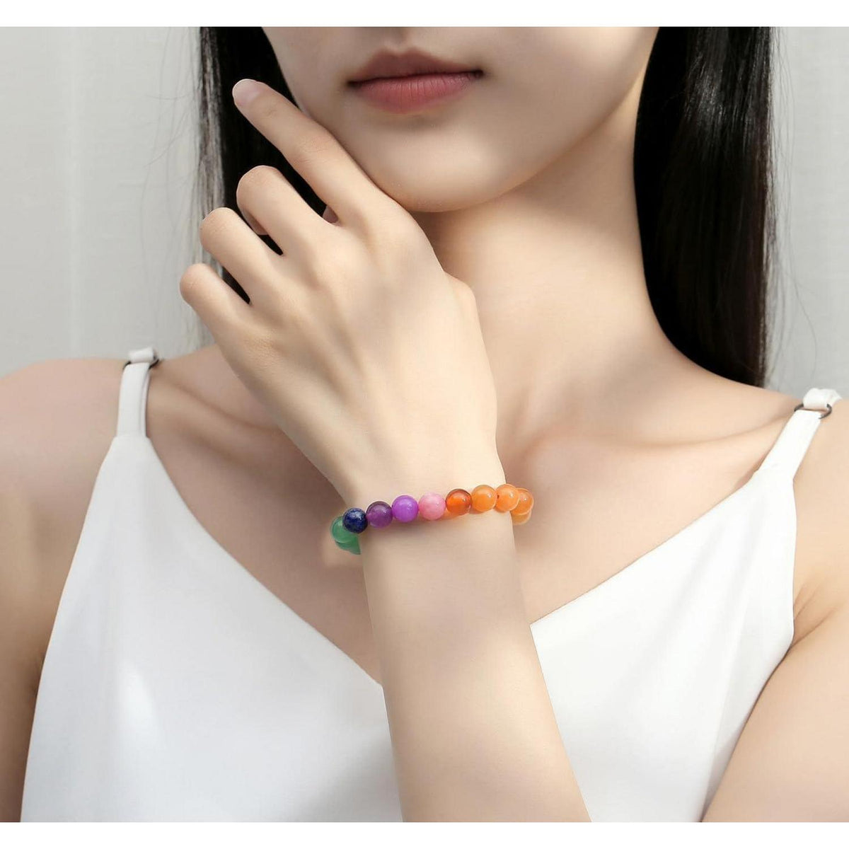 Kristall Armband Naturstein Chakra Schmucksteine Damen Herren 8mm Perlen Elastisch