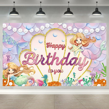 Meerjungfrau Geburtstag Dekorationen Hintergrund Banner