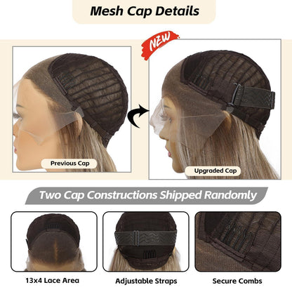 Synthetische Körperwelle Perücke Graubraun Balayage 26 Zoll
