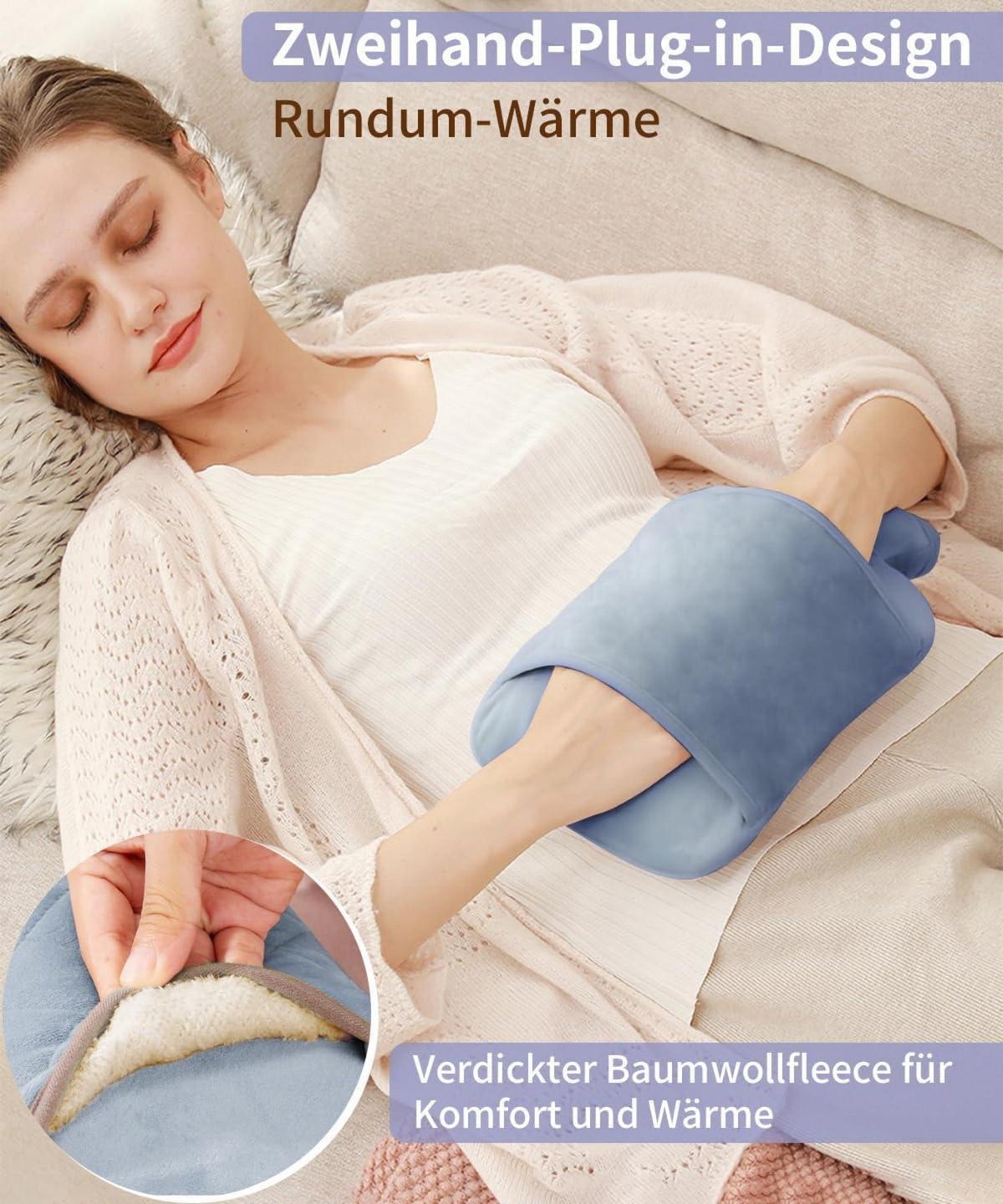 Wärmflasche mit Bezug Auslaufsicher 2L BPA Frei PVC Grau