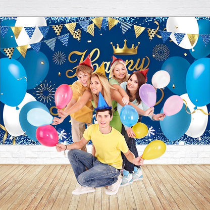Geburtstagsfeier Marineblau Gold Banner 180x110 cm